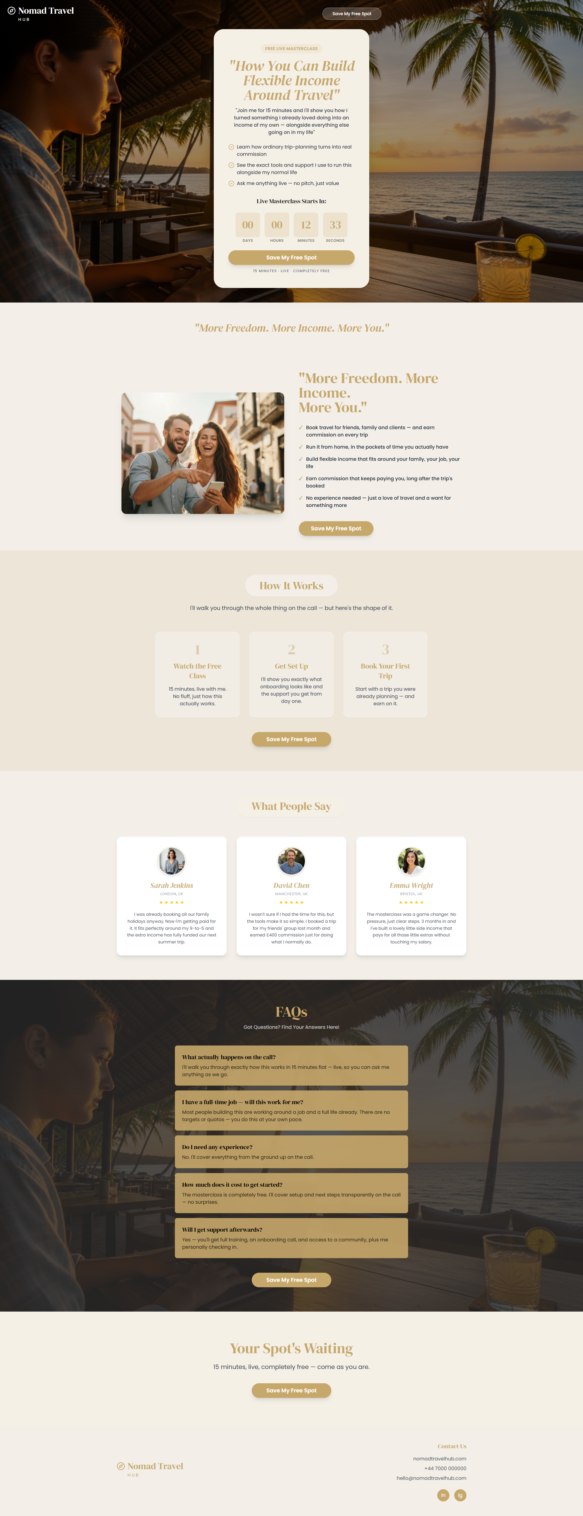 Travel Webinar Landing Page