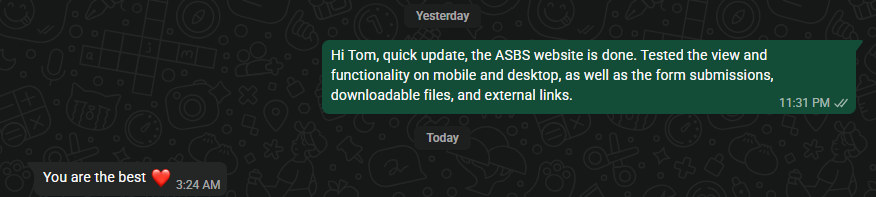 Client testimonial screenshot