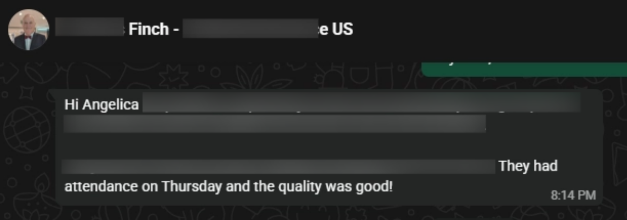 Client testimonial screenshot