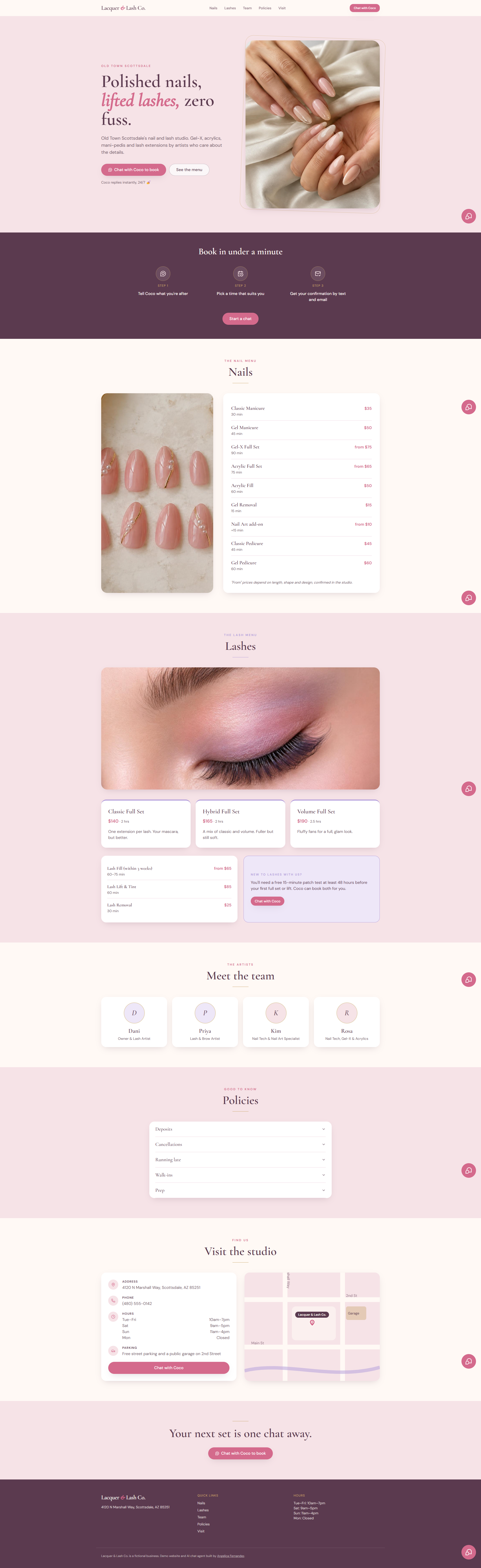 AI Chat Assistant & Booking System for a Nail & Lash Studio