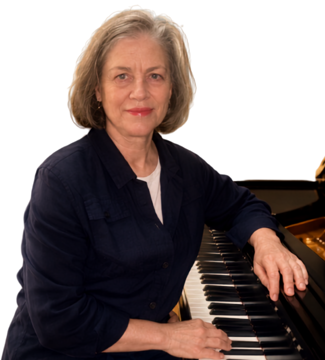 Rebecca Bogart at the piano