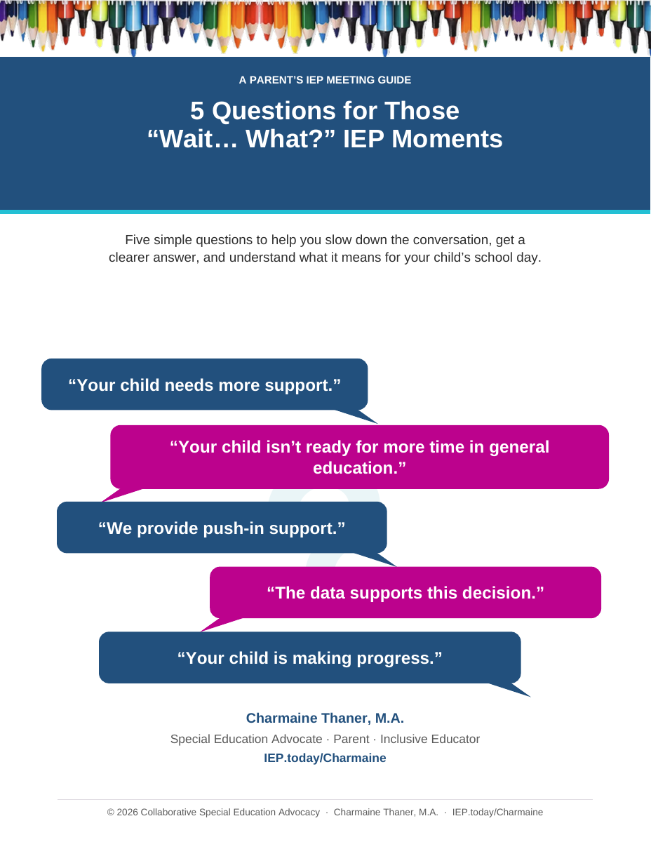 Five school statements featured in the free IEP guide