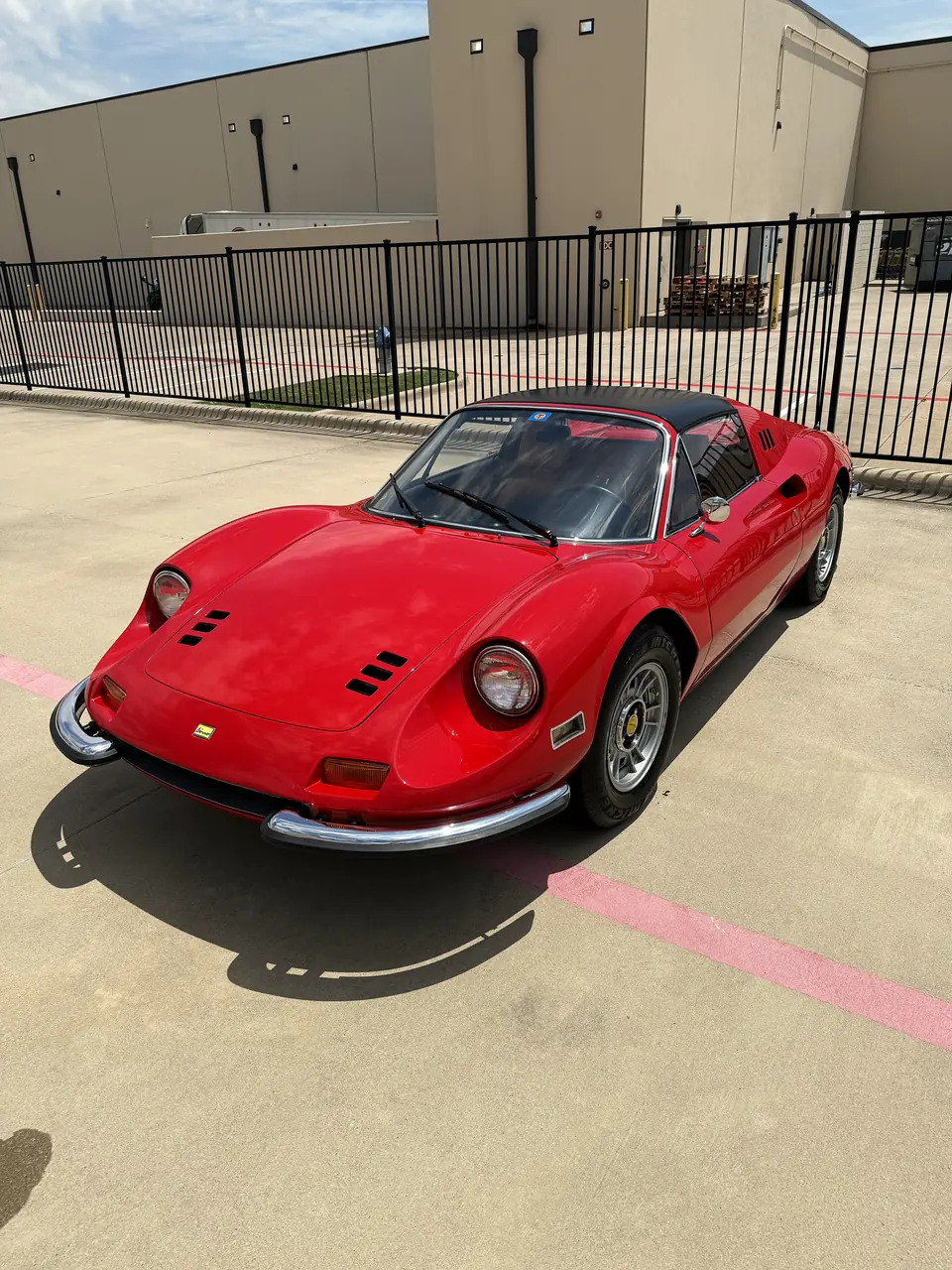 Red classic Ferrari Dino with glossy corrected paint in North Texas