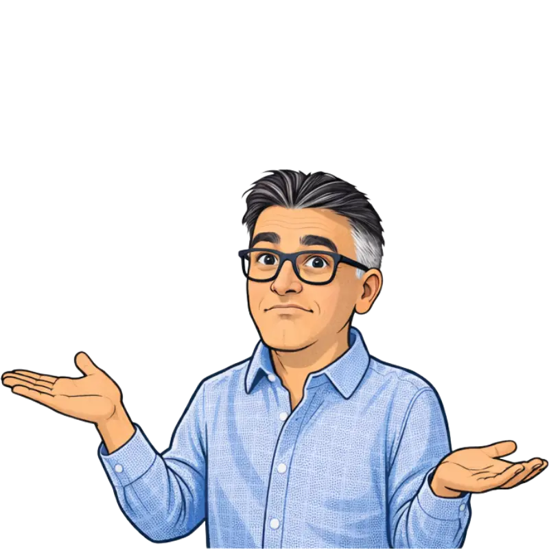 Carl Adamson caricature shrugging
