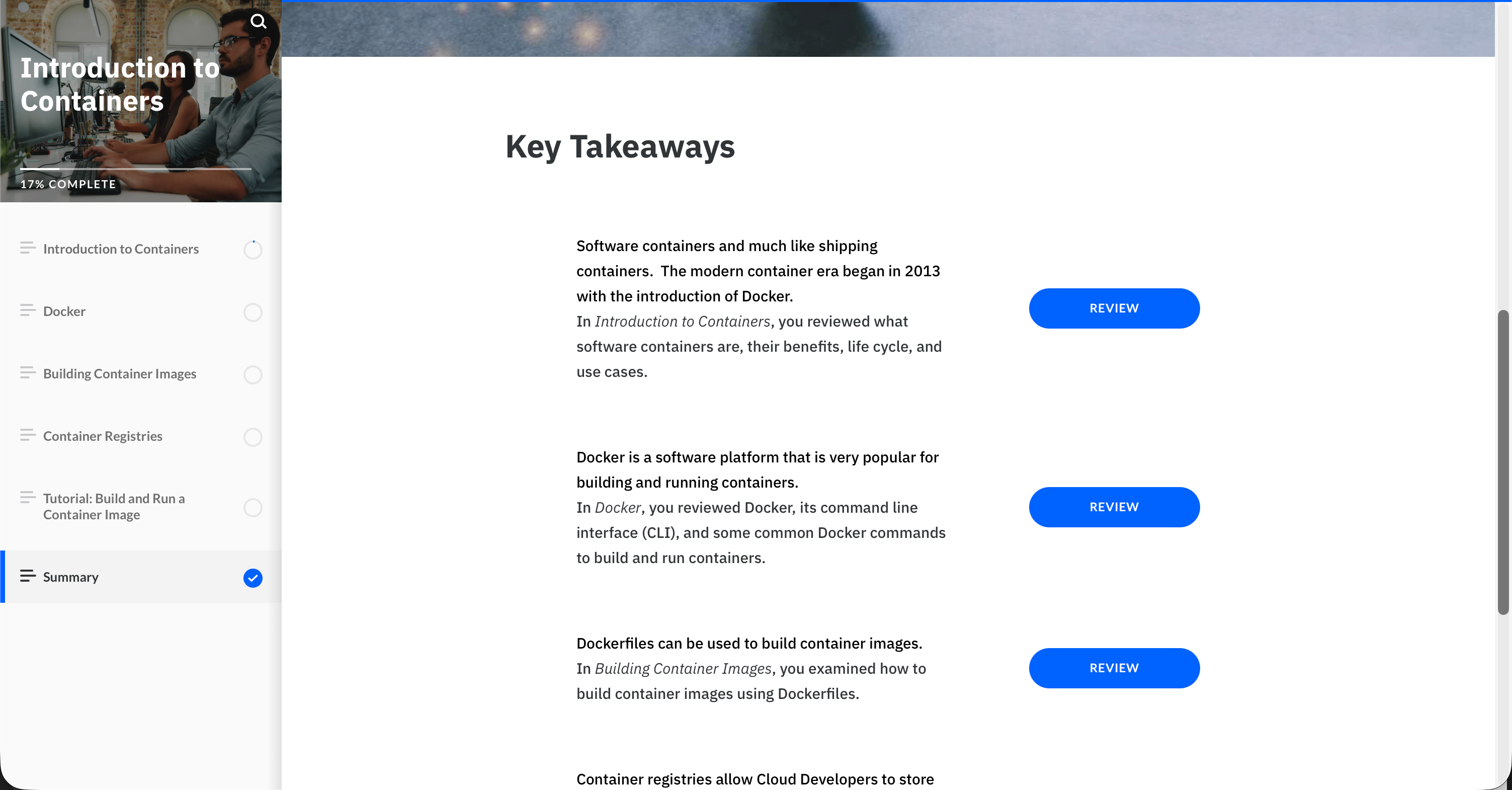 IBM Cloud certification course screenshot