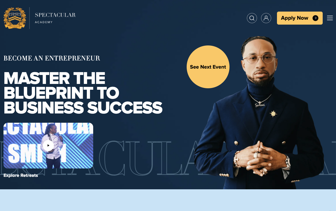 Spectacular Academy — live platform screenshot