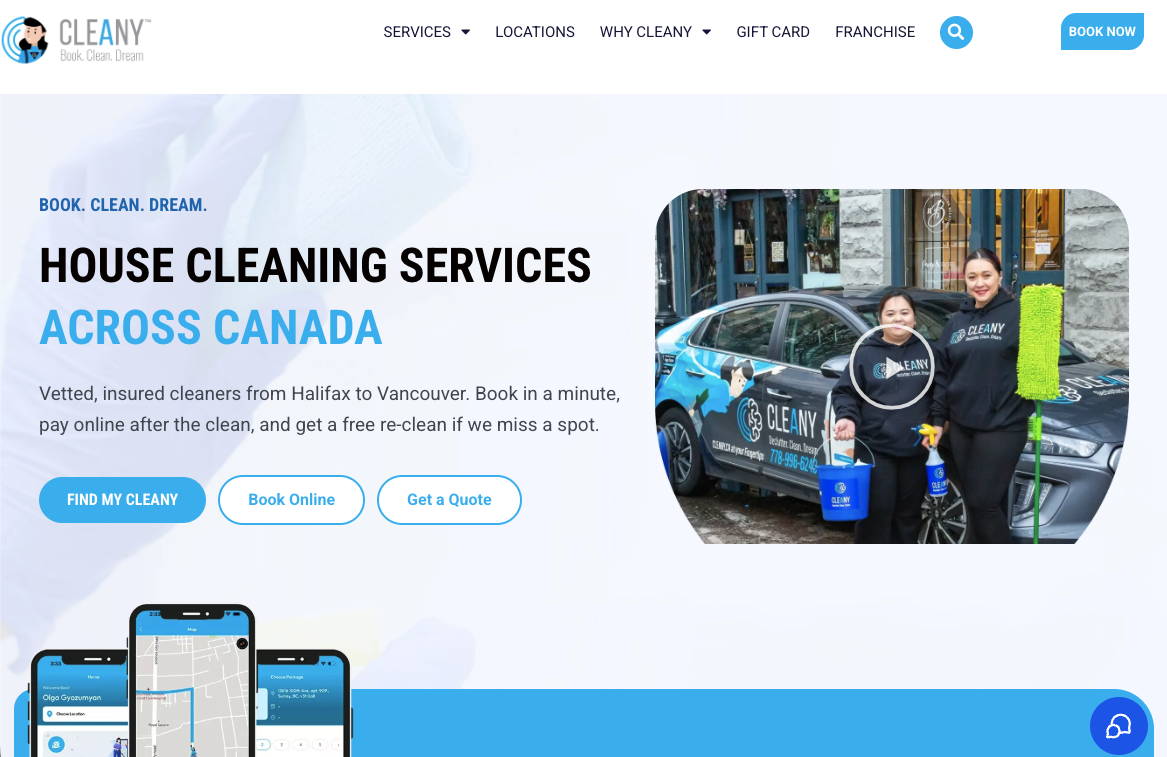 Cleany.ca Franchise Ops — live platform screenshot