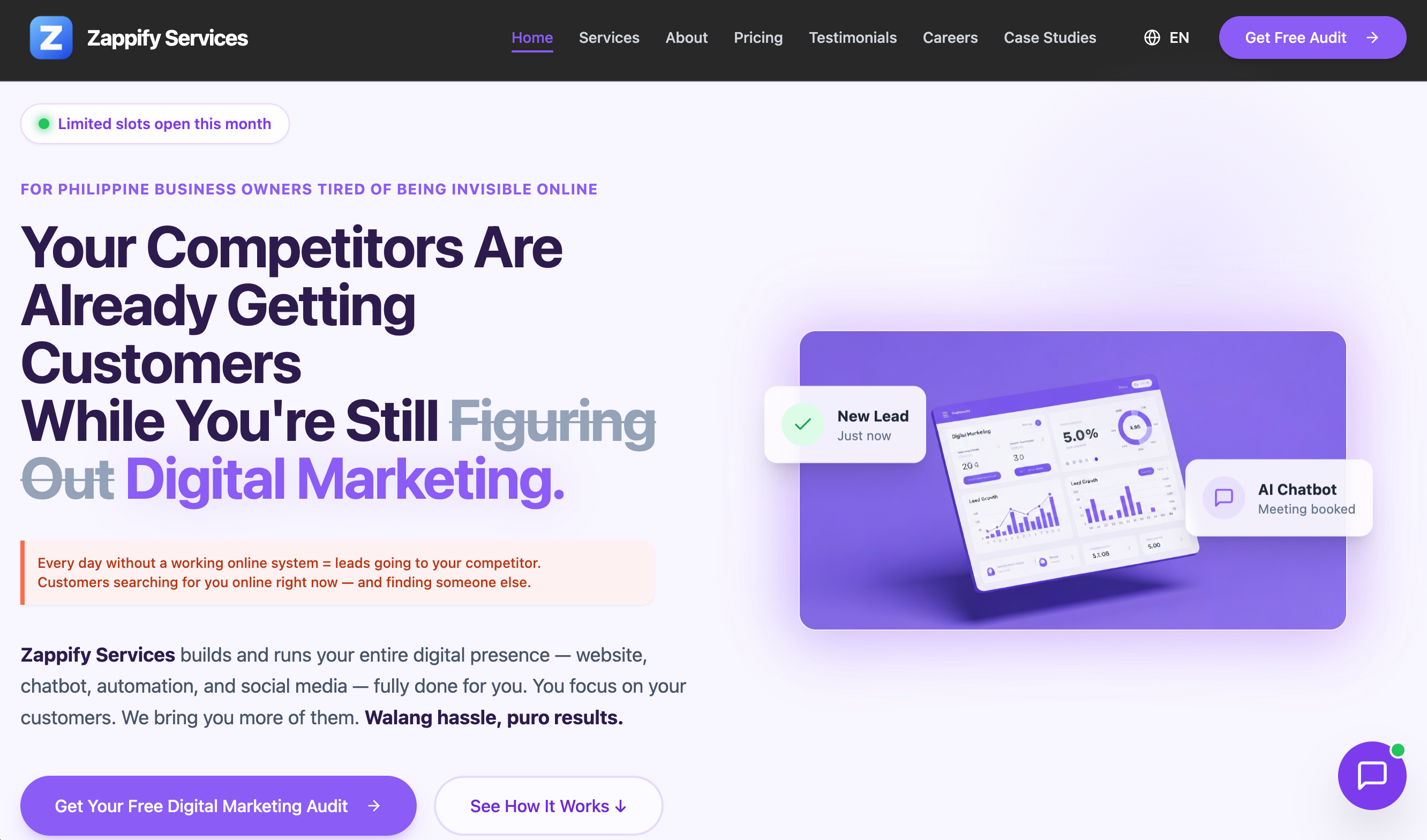 Zappify Services — Digital Marketing Agency live platform screenshot