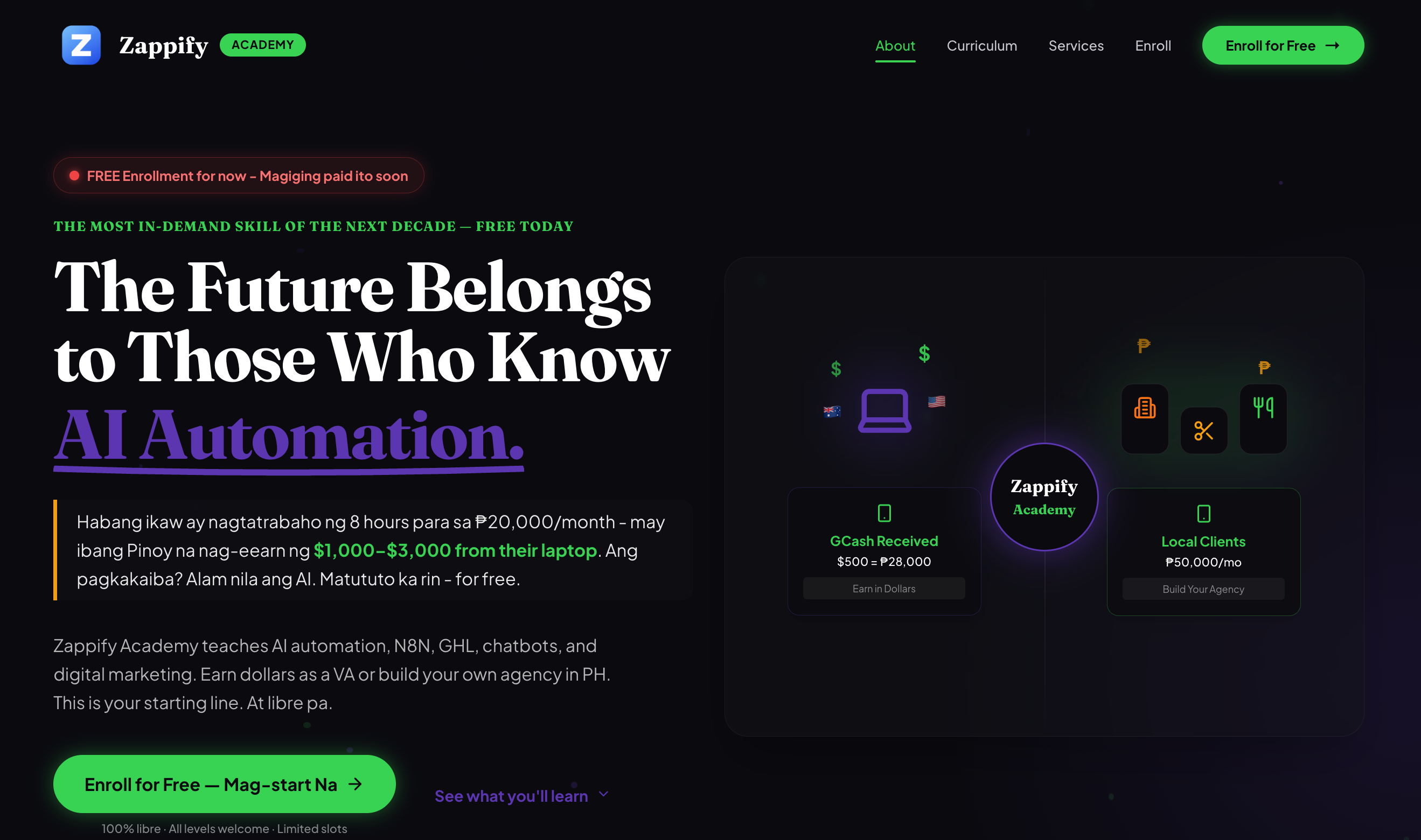 Zappify Academy — Online Courses & Training live platform screenshot