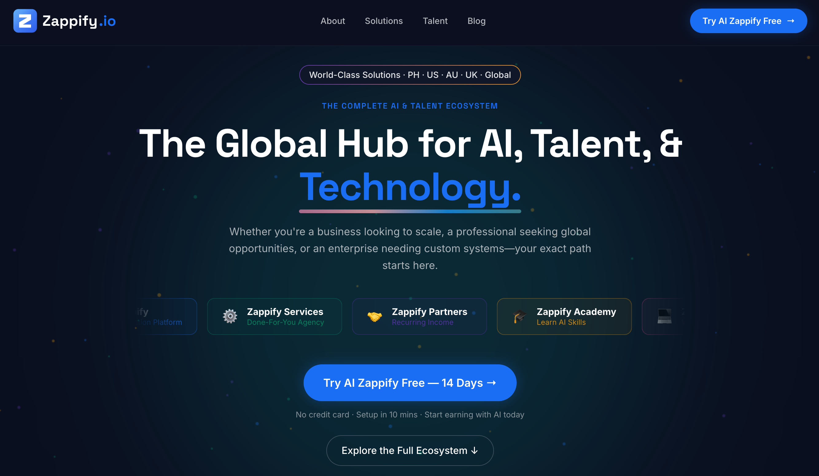 Zappify.io — AI Automation Brand & Master Platform live platform screenshot