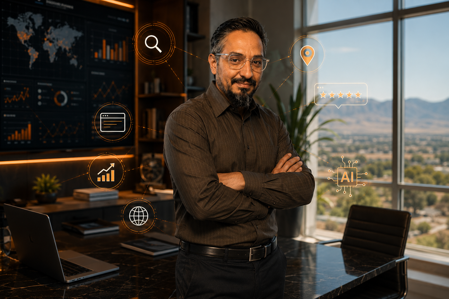 Geo Accurate founder helping a business owner understand marketing and technology