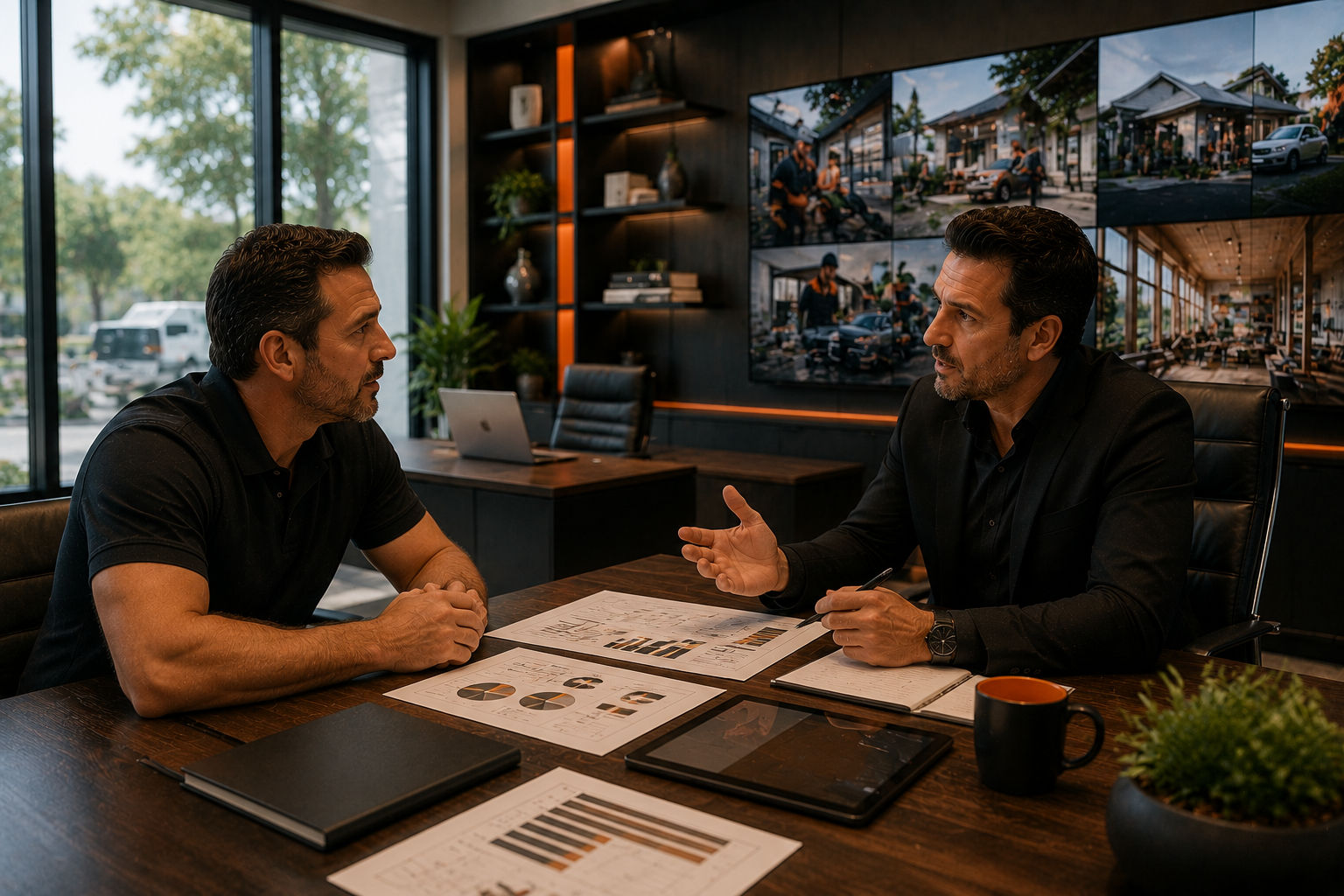Established service business owner meeting with a Geo Accurate growth strategist
