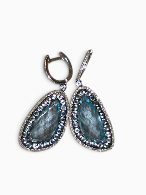 Aquamarine & Diamond Earrings