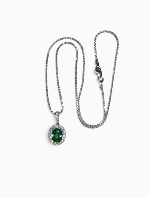 Green Zircon & Diamond Pendant