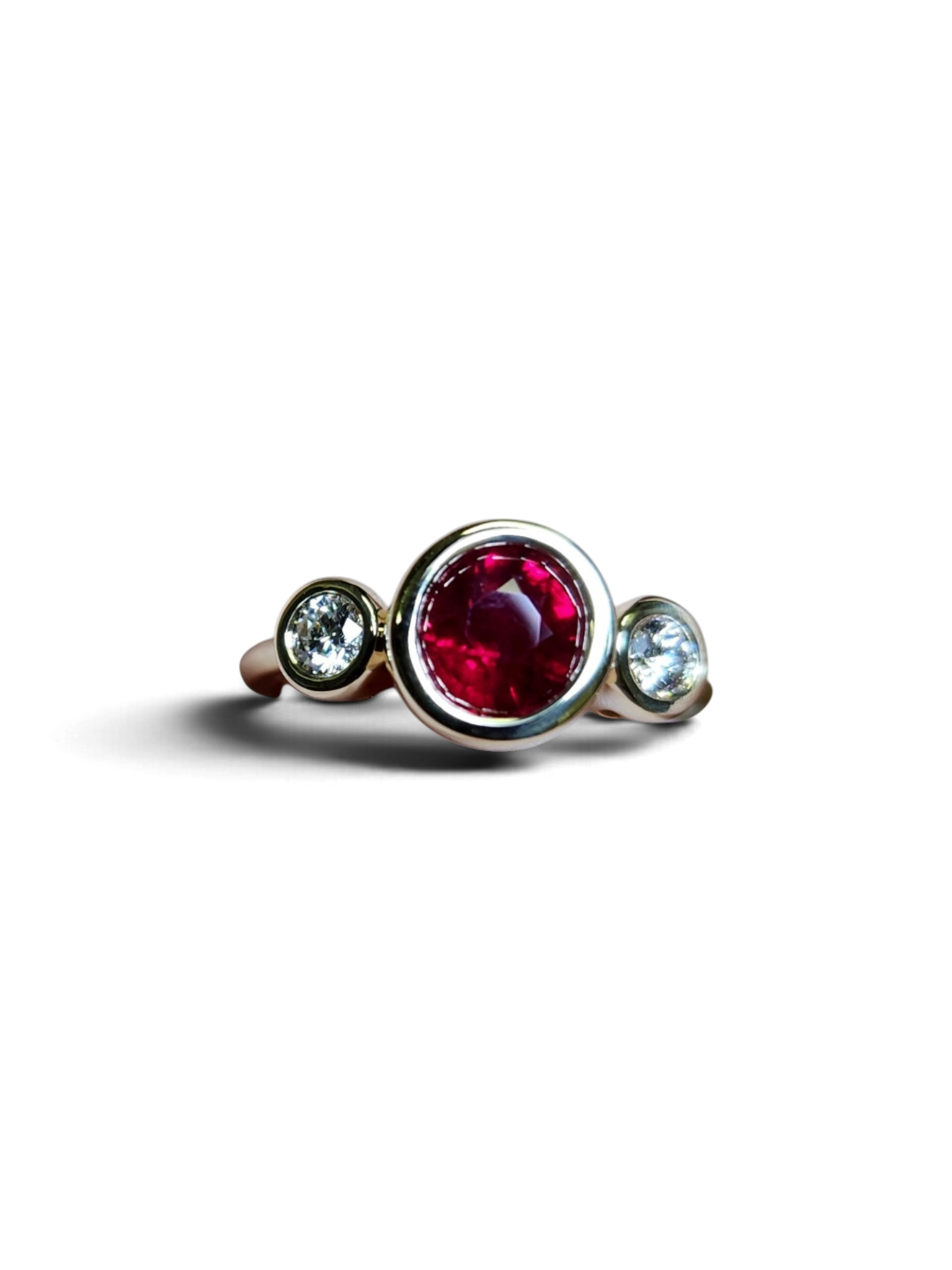 Ruby and diamond bezel ring