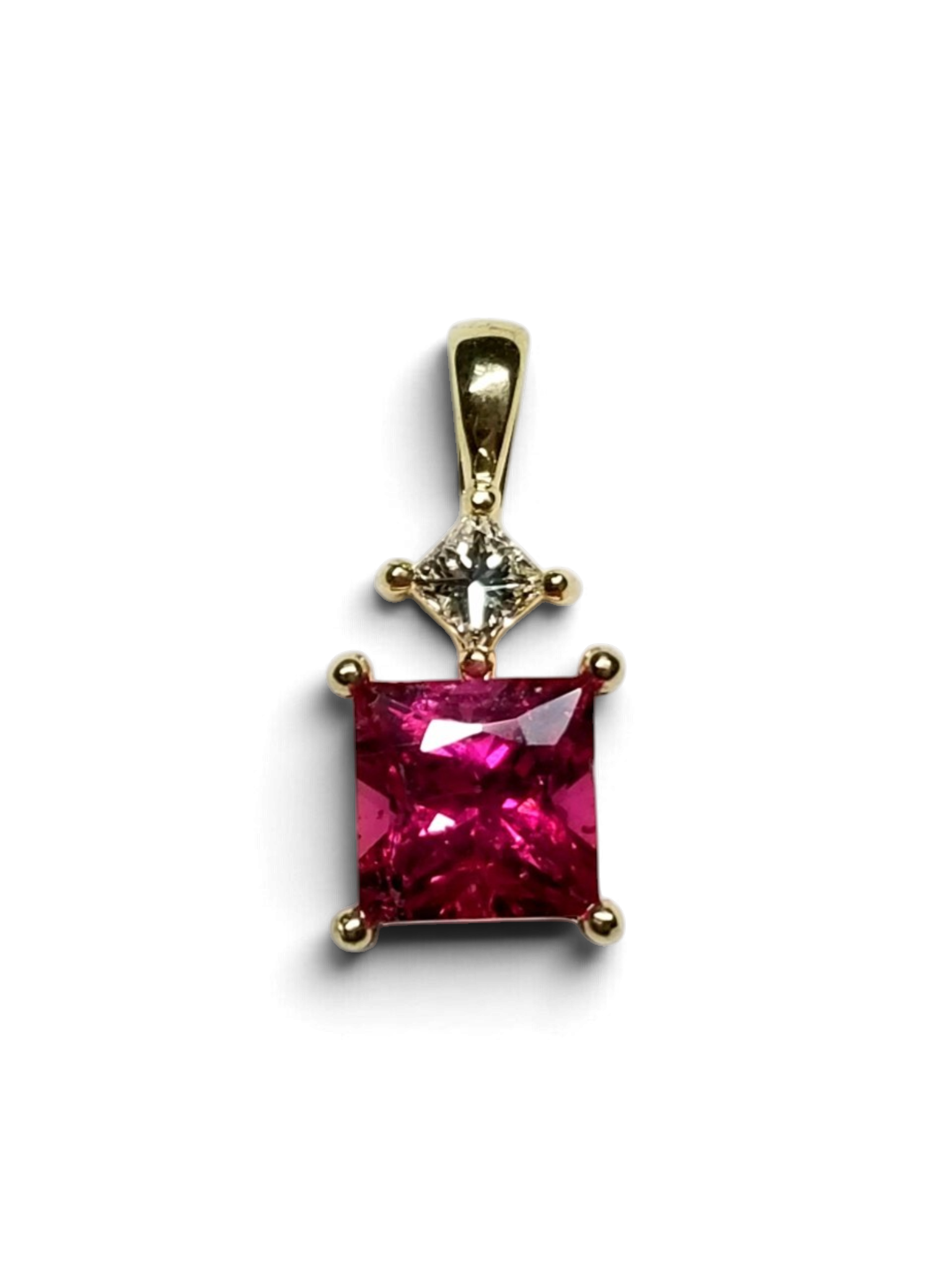 Pink sapphire and diamond pendant