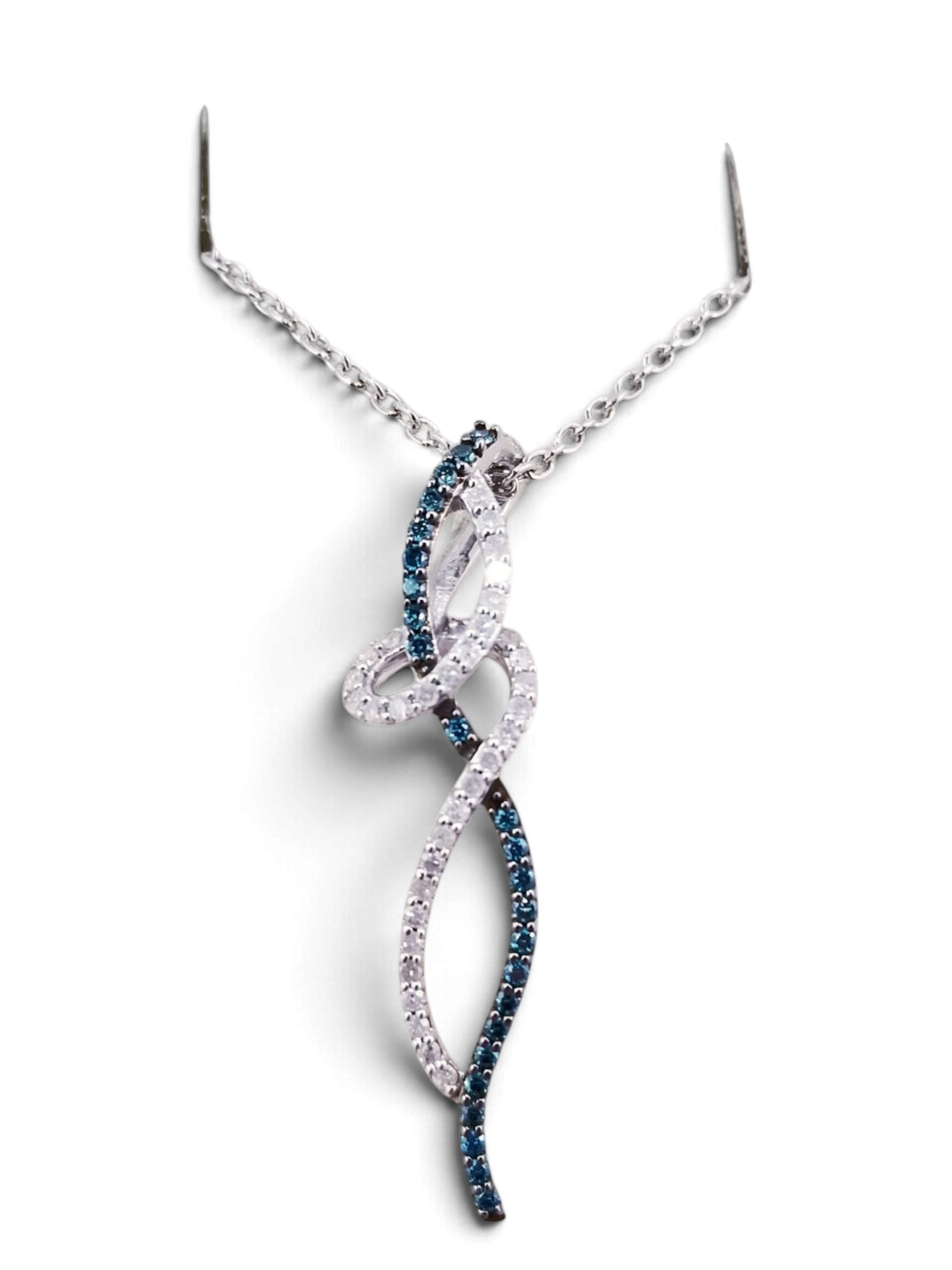 Blue and white diamond pendant
