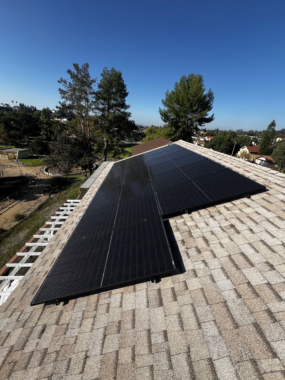Black solar panels on a home roof