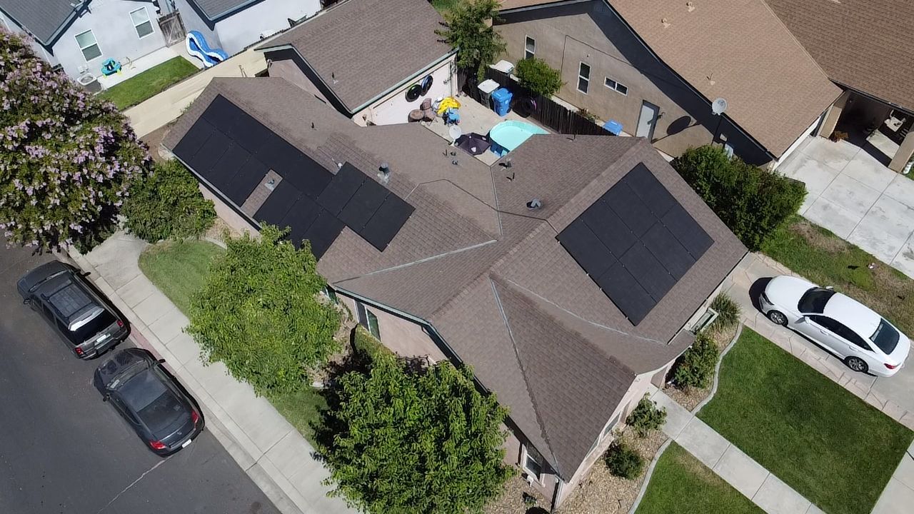 Aerial view of a solar install in the Inland Empire