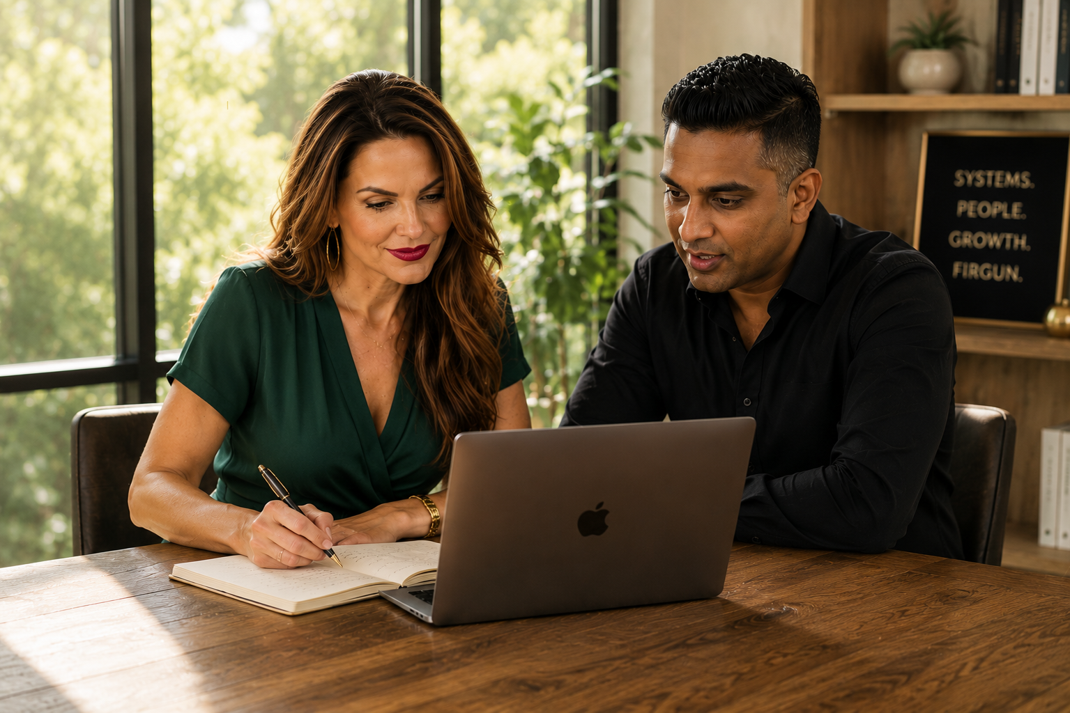 Katie K. and Nicholas Pillay collaborating on AI, automation and business systems for Inity Solutions.