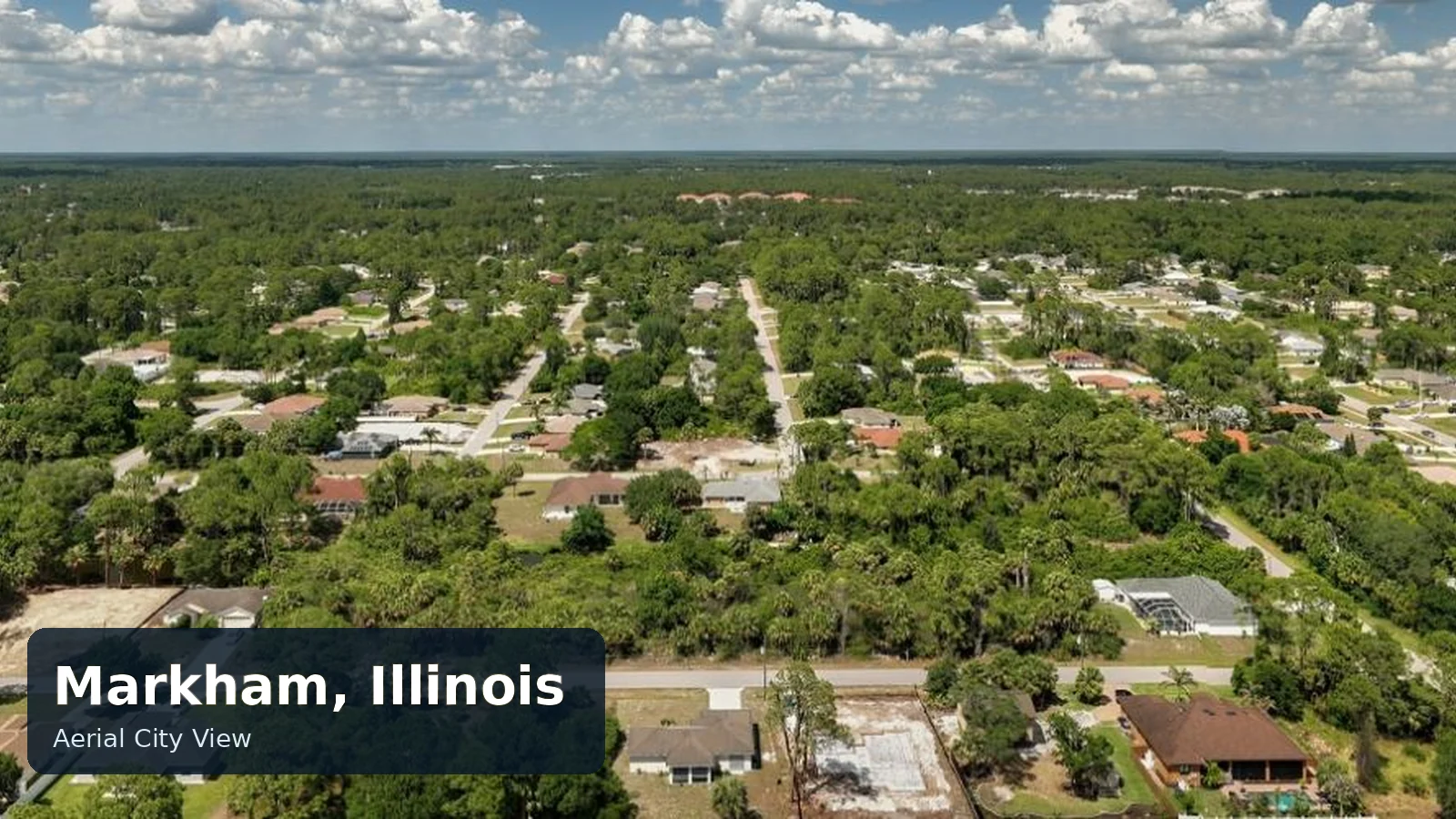 Aerial city view of Markham, Illinois