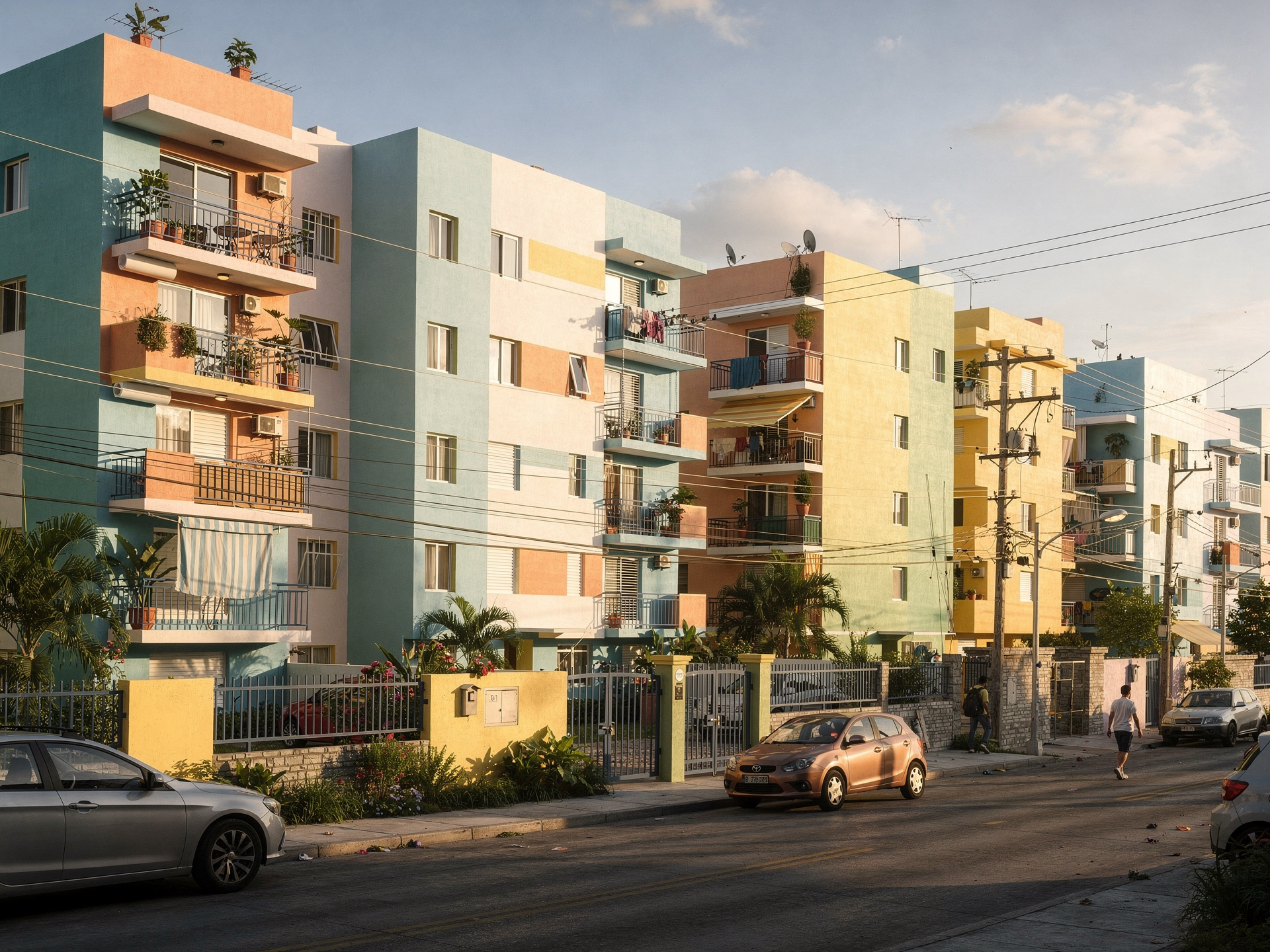 Edificios residenciales modernos en Santo Domingo representando opciones de vivienda accesible Edificios residenciales modernos en Santo Domingo representando opciones de vivienda accesible