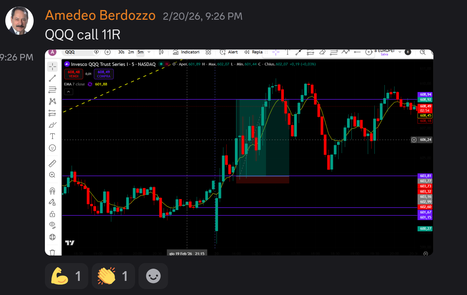 Screenshot di un'operazione condivisa da uno studente GOAT Money