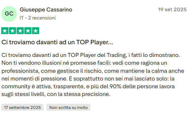 Recensione Trustpilot di uno studente GOAT Money