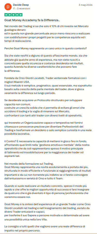 Recensione Trustpilot di uno studente GOAT Money
