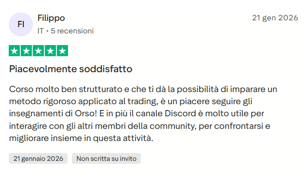 Recensione Trustpilot di uno studente GOAT Money
