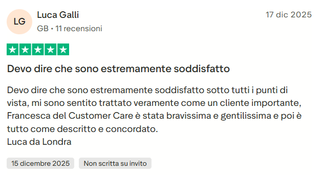 Recensione Trustpilot di uno studente GOAT Money