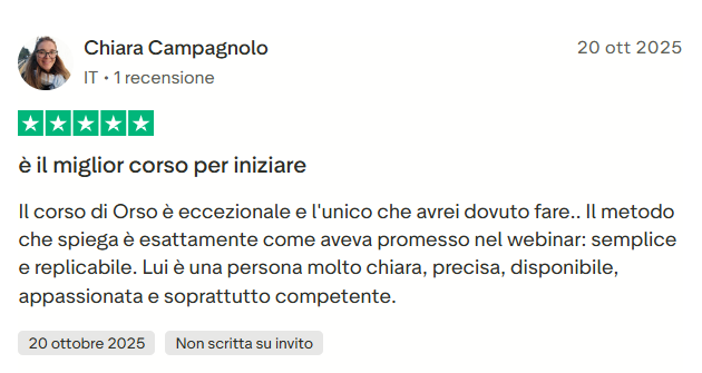 Recensione Trustpilot di uno studente GOAT Money