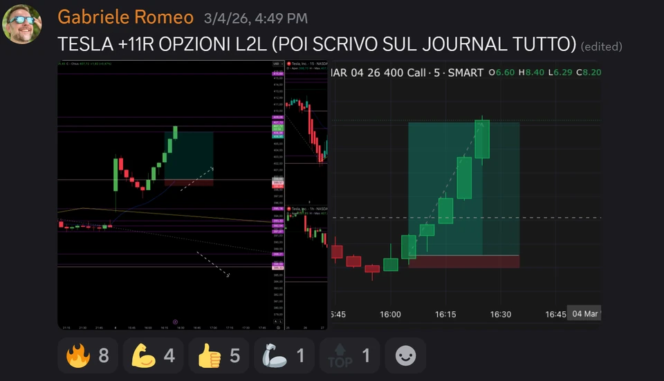 Screenshot di un'operazione condivisa da uno studente GOAT Money