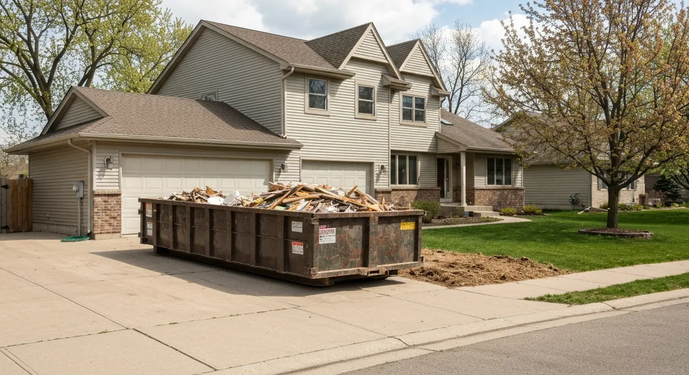 Construction dumpster on site
