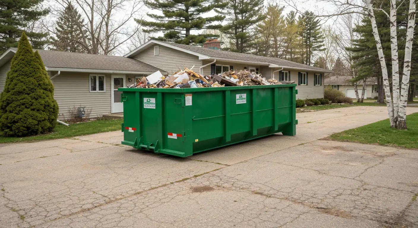 Small dumpster on residential property