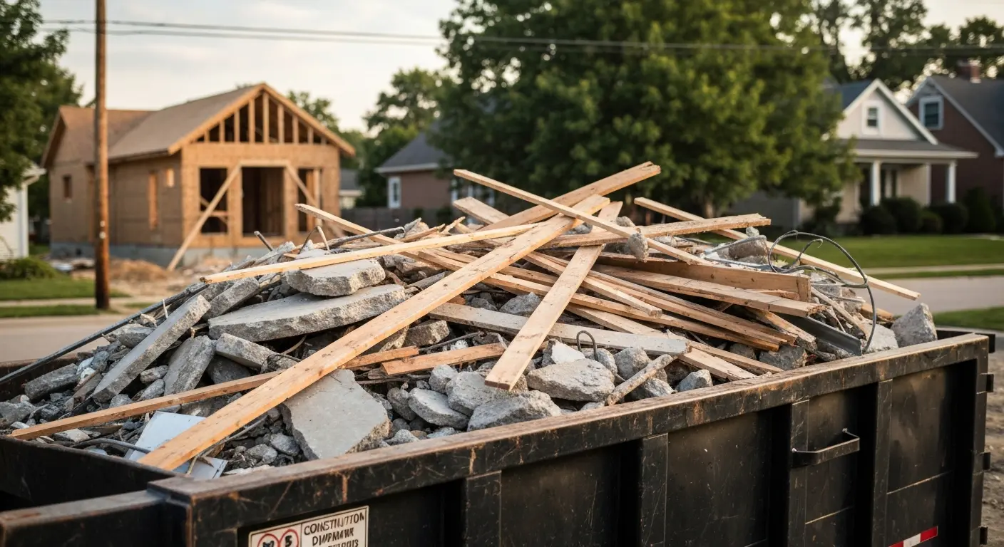 Construction dumpster in Hinckley