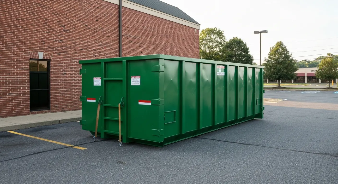 Commercial dumpster at business location