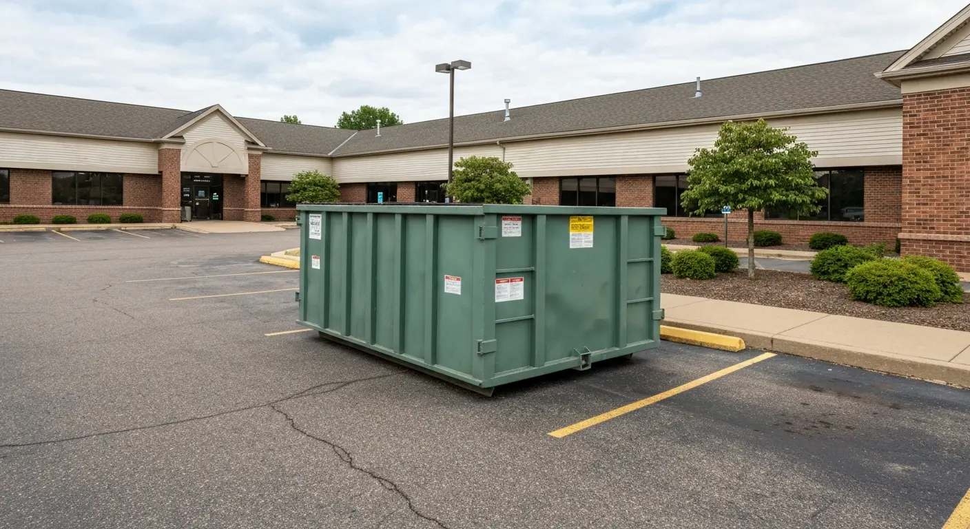 Commercial dumpster at Nowthen business