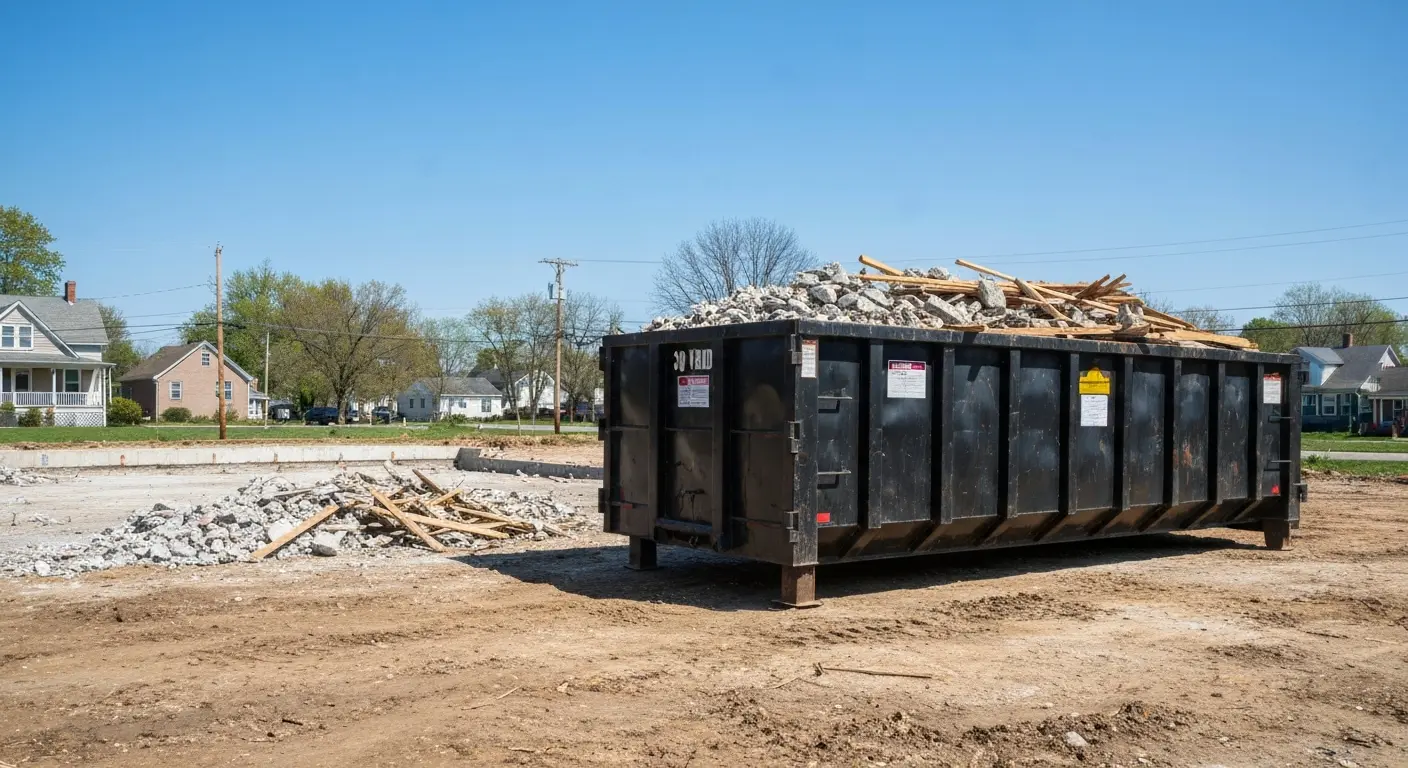 Large dumpster on industrial property