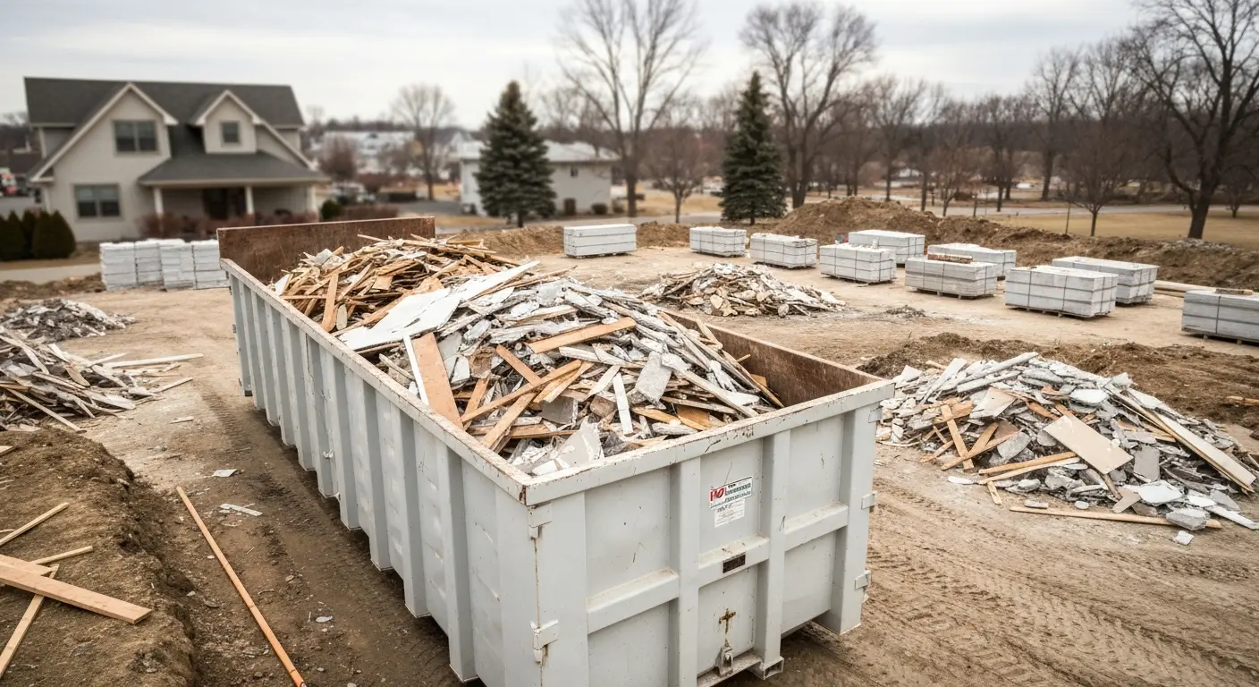 Commercial dumpster at construction site near East Bethel