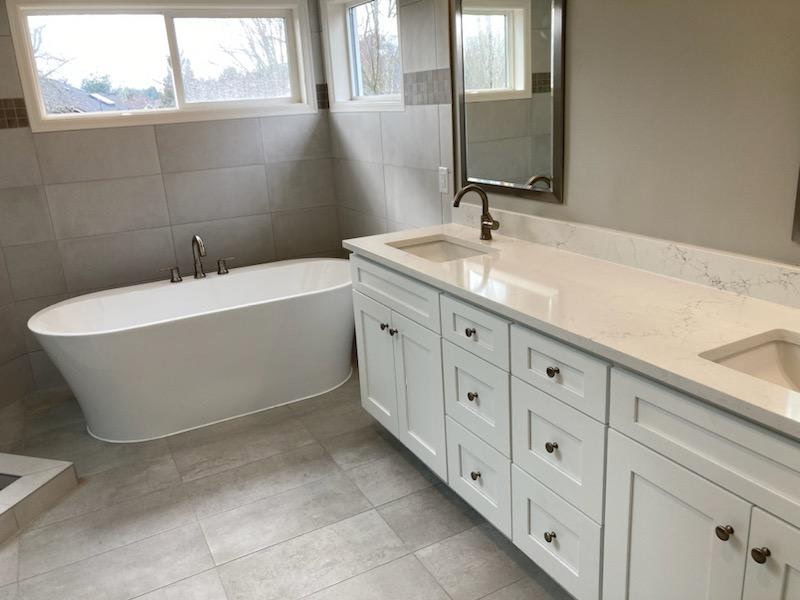 Luxury bathroom with freestanding soaking tub