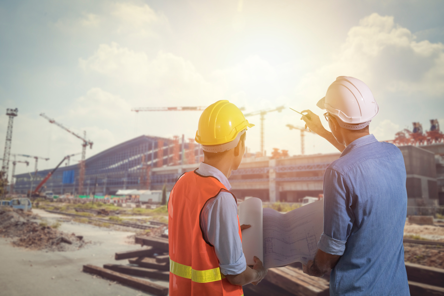 Engineers reviewing a construction site.