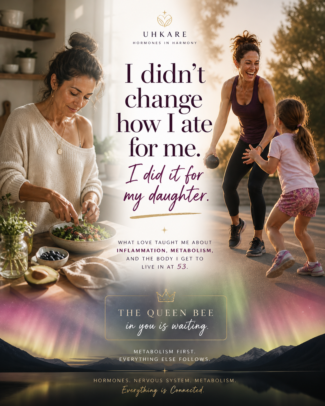 Mom cooking for her daughter in the kitchen and playing outside