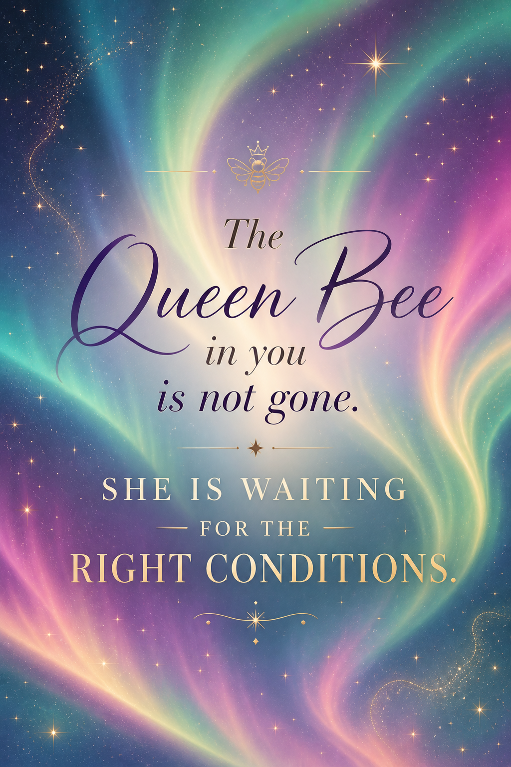 The Queen Bee with aurora borealis in the background