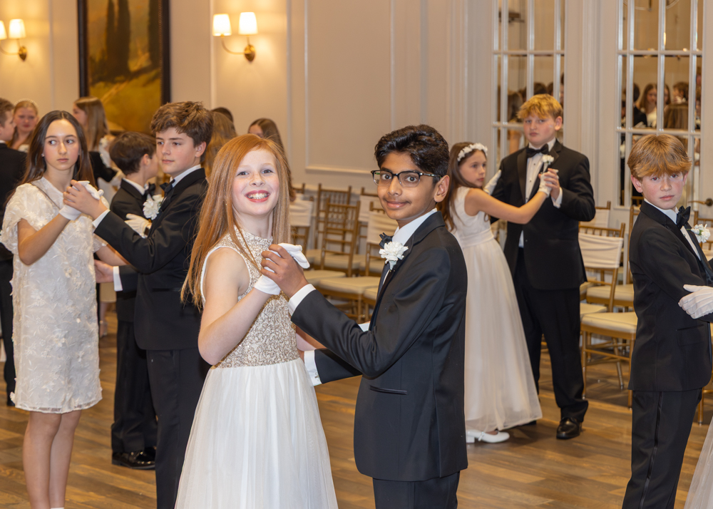 Junior Cotillion students celebrating during their Grand Ball  learning ballroom dance at Richland Country Club in Nashville Tennesse