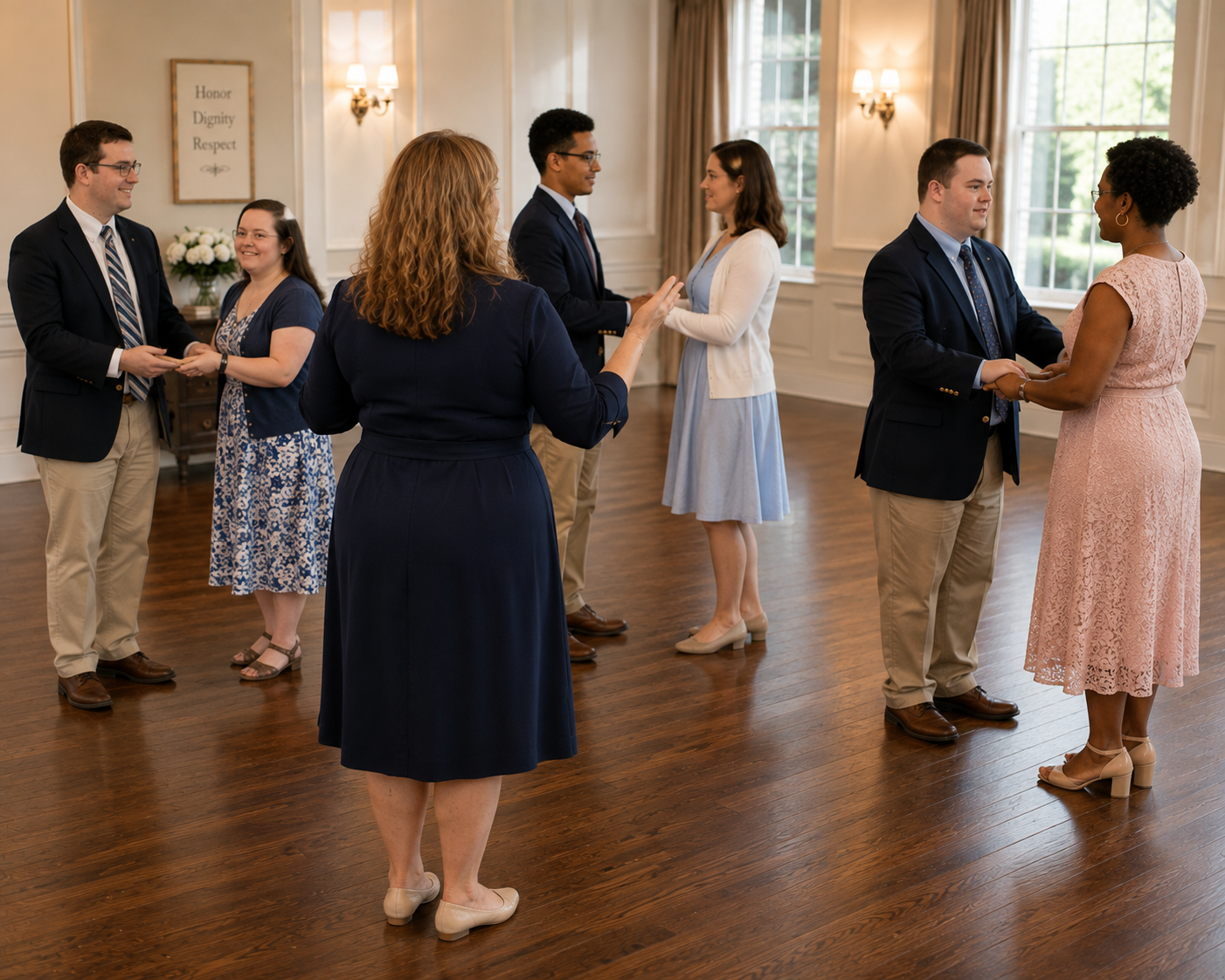 Young lady and gentlemen students smiling enjoying the NLJC Junior Cotillions Grand Ball Nashville and Wlliamson County Chapters at Richland Country Club