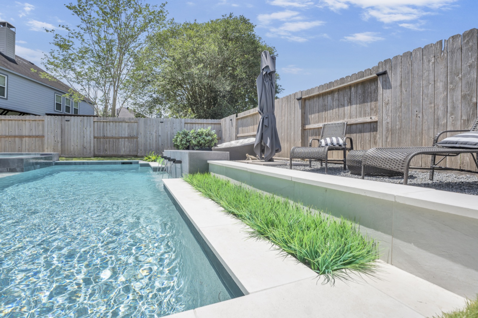 Custom geometric pool design in Houston