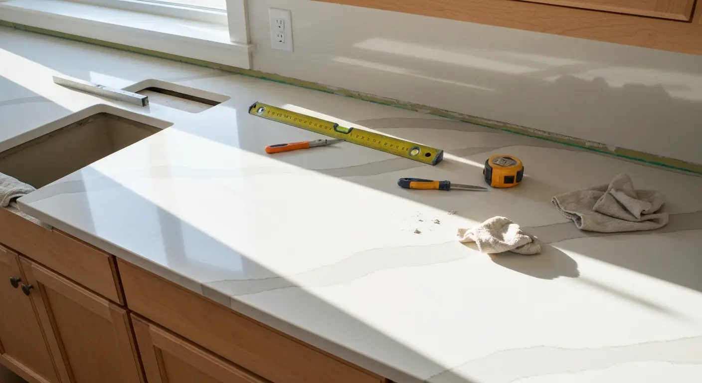 Quartz countertop installation