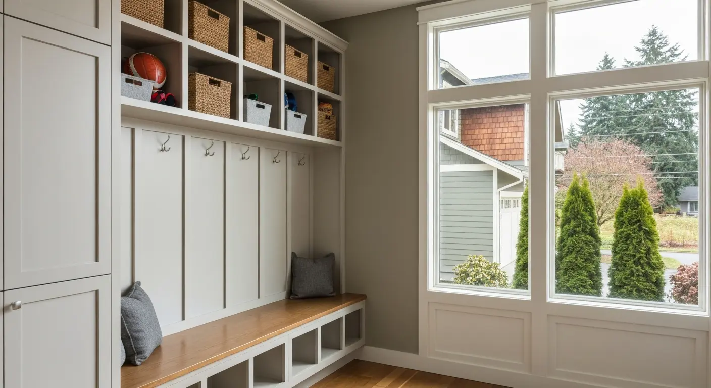 Mudroom and garage storage cabinets