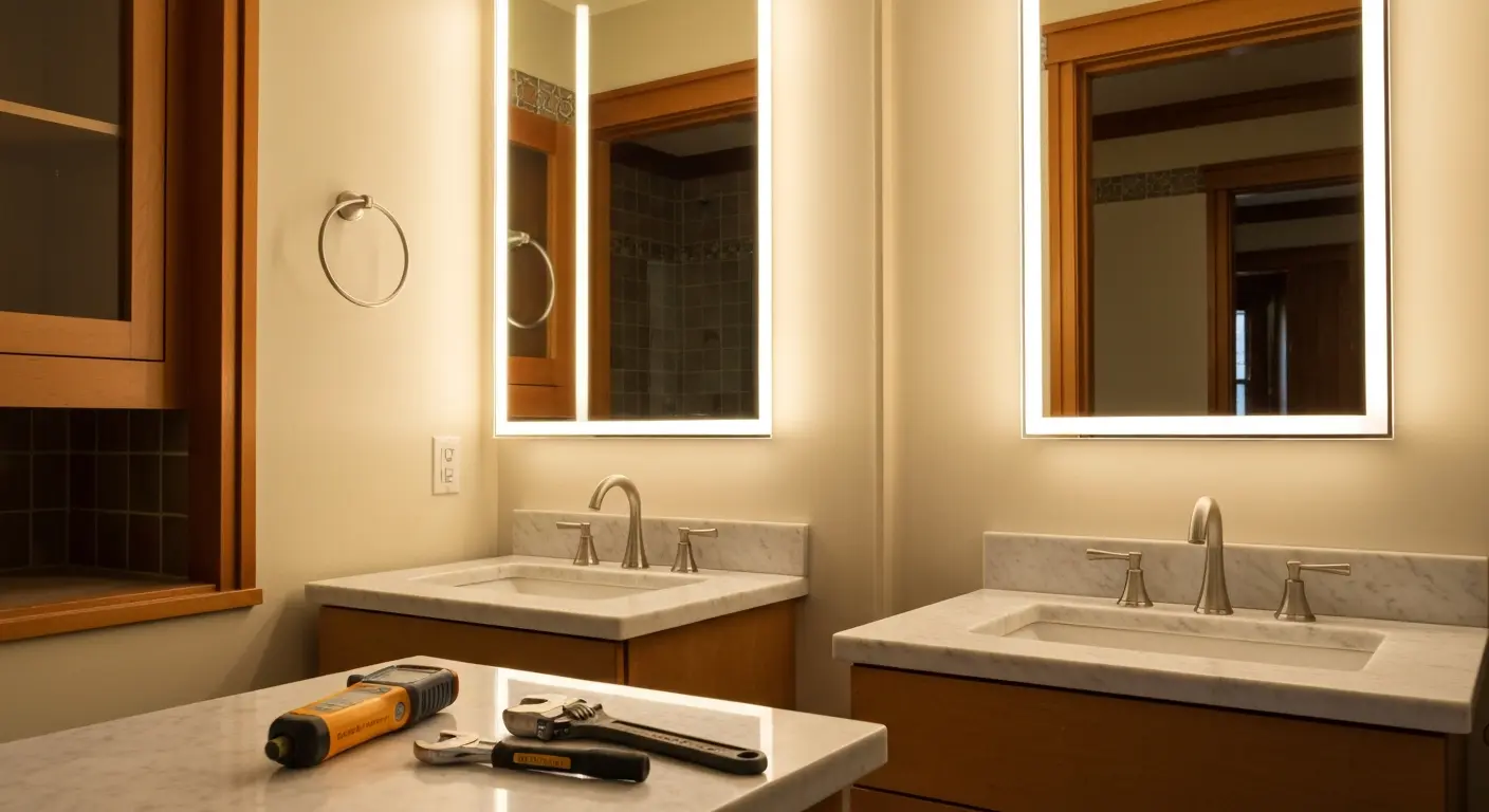 Bathroom vanity lighting installation